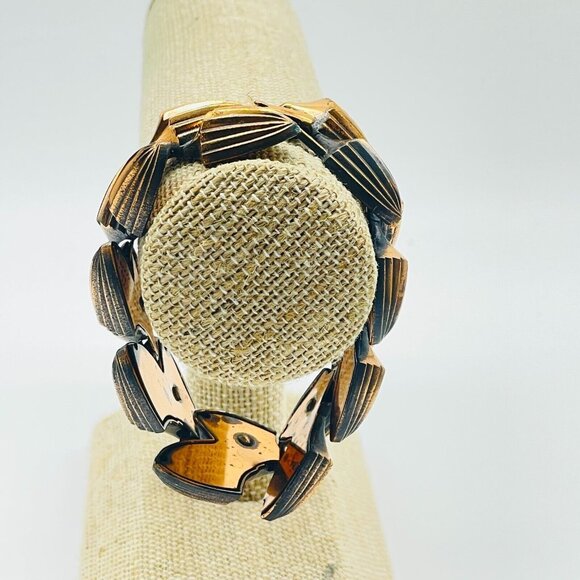 Vintage Cone Link Bracelet Copper Tone Chunky Classic Retro Shell - Picture 7 of 8